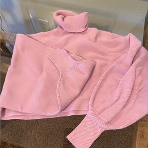 Cropped Pink Turtleneck Sweater